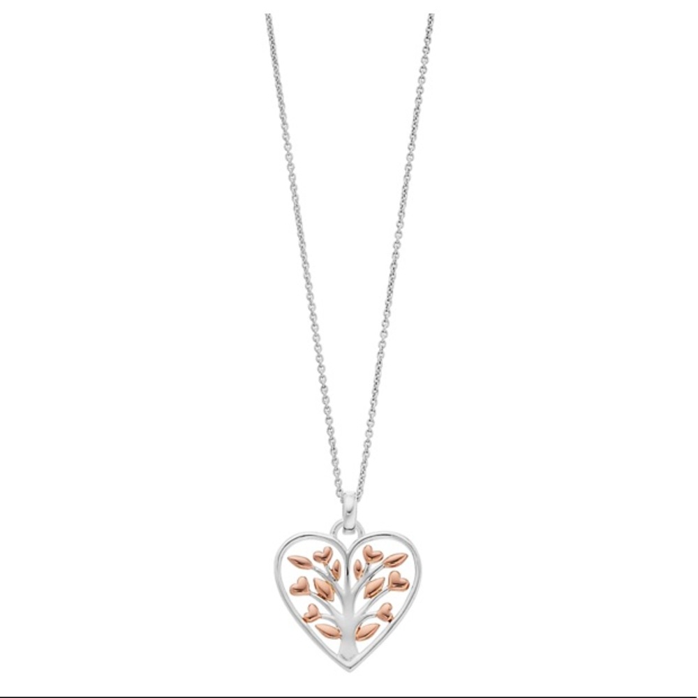 Timeless sterling 2 tone tree heart necklace 18’’